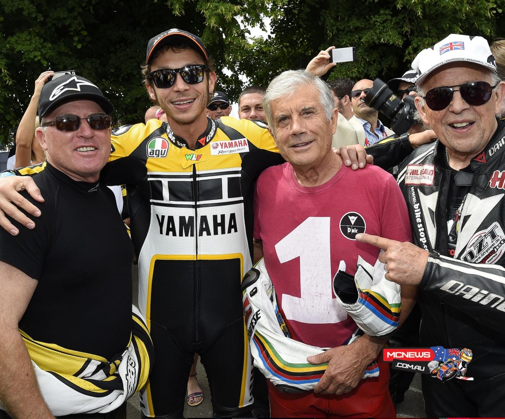 Kenny Roberts, Giacomo Agostini and Phil Read joined Valentino Rossi in taking part in this celebration of Yamaha‘s supreme racing heritage.