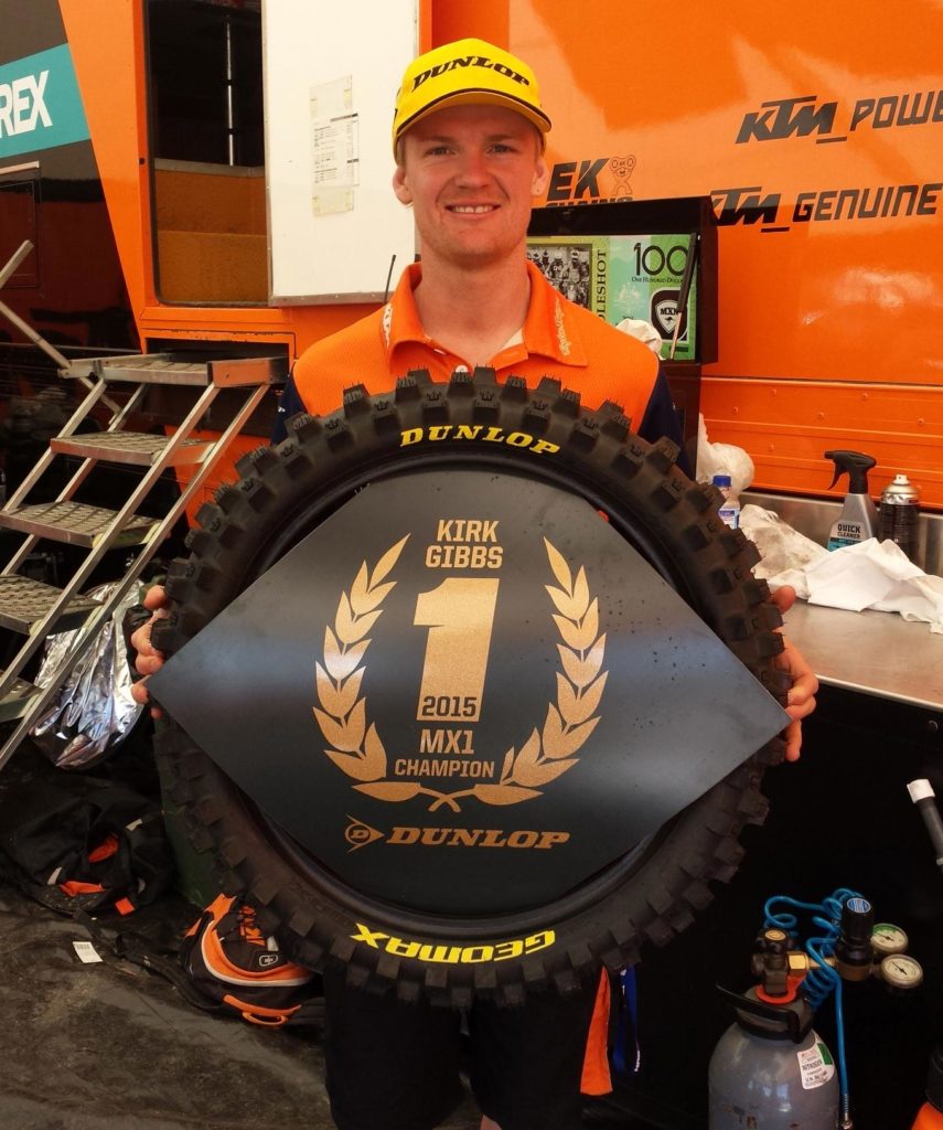 Kirk Gibbs won the 2015 MX Nationals MX1 Championship on Dunlop Geomax