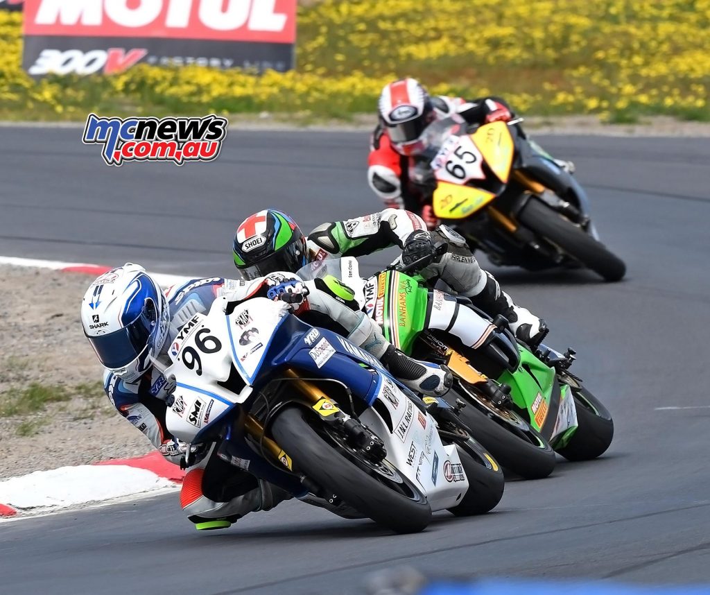 ASBK 2016 - Winton - Image by Keith Muir - Luke Mitchell leads Sam Clarke and Troy Guenther