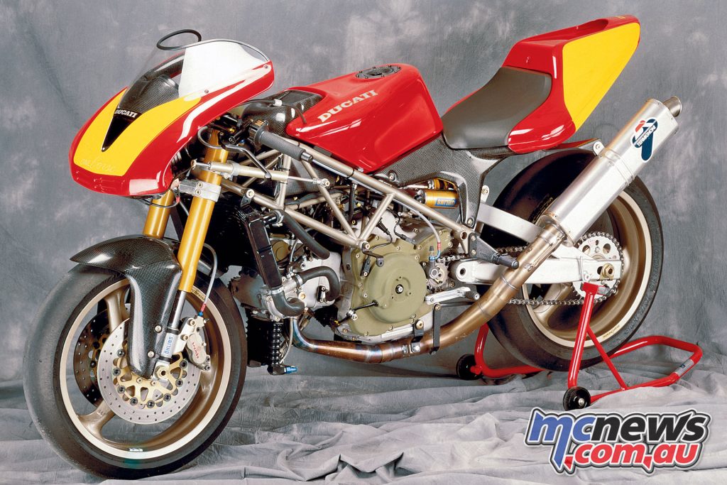 The trellis frame was similar to other Ducatis