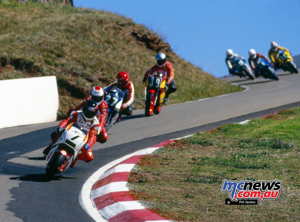 #7 Chris Oldfield/Bimota DB1, #18 Donnie Osborne/Honda 250, #27 David Horton/Yamaha TZ250, #39 Roy Leslie/Yamaha TZ250