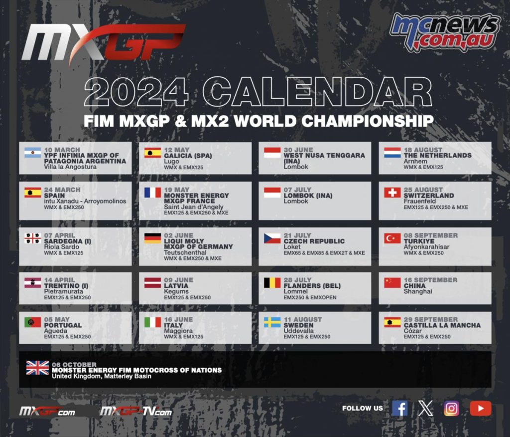 2024 FIM Motocross World Championship Calendar