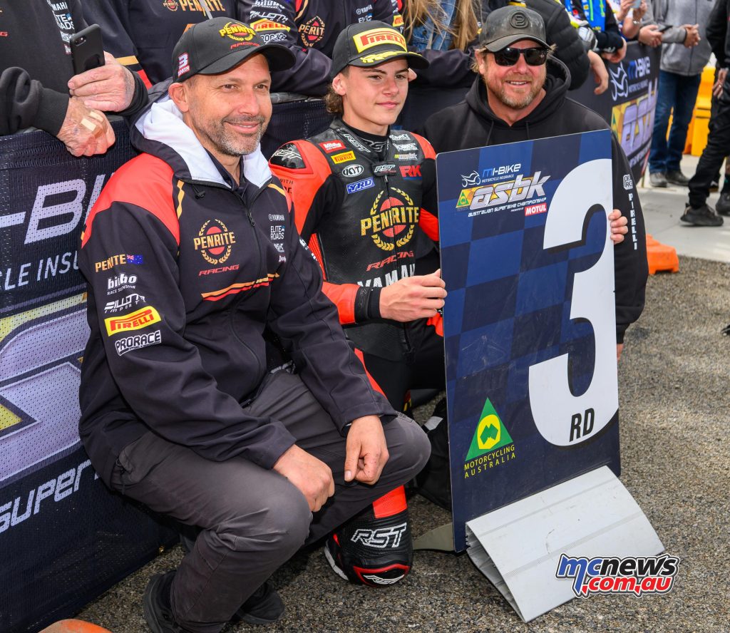 16-year-old Cam Dunker celebrated a Superbike podium at One Raceway - Image RbMotoLens