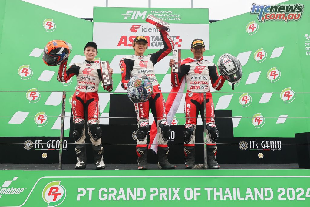 Asia Talent Cup Round Five - Race 2 Podium - 1) Ogiwara, 2) Archie Schmidt, 3) Singapong