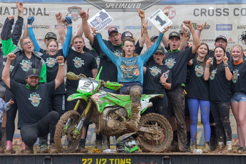 Caleb Wood (Rocky Mountain Kawasaki) clinched the 2024 GNCC Youth Overall National Championship - Image by Ken Hill