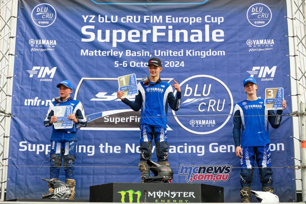 YZ125 Podium (Left to Right) Levi Townley, Jamie Keith, Jekabs Kubulins