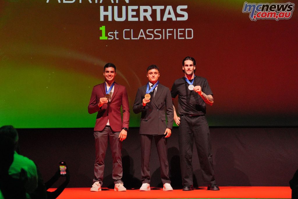 L-R: Yari Montella (Barni Spark Racing Team), Adrian Huertas (Aruba.it Racing WorldSSP Team), Stefano Manzi (Pata Yamaha Ten Kate Racing)