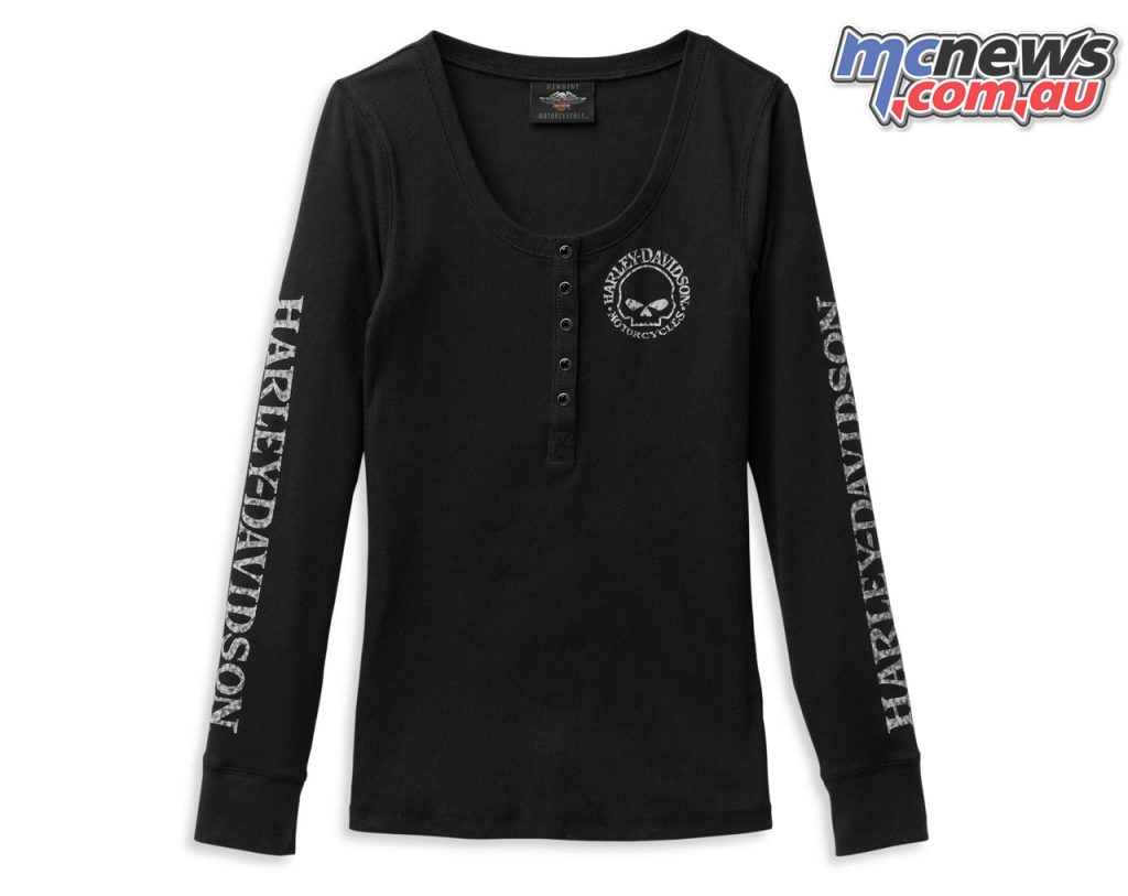 Women's Willie G Skull Snap Front Long Sleeve Henley - $107.14 RRP